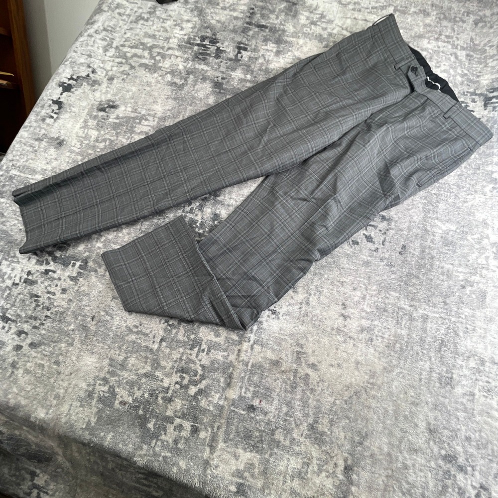 Brooks Brothers Regent Fit Dress Pants Mens 32x30 Gray Windowpane Plaid Wool
